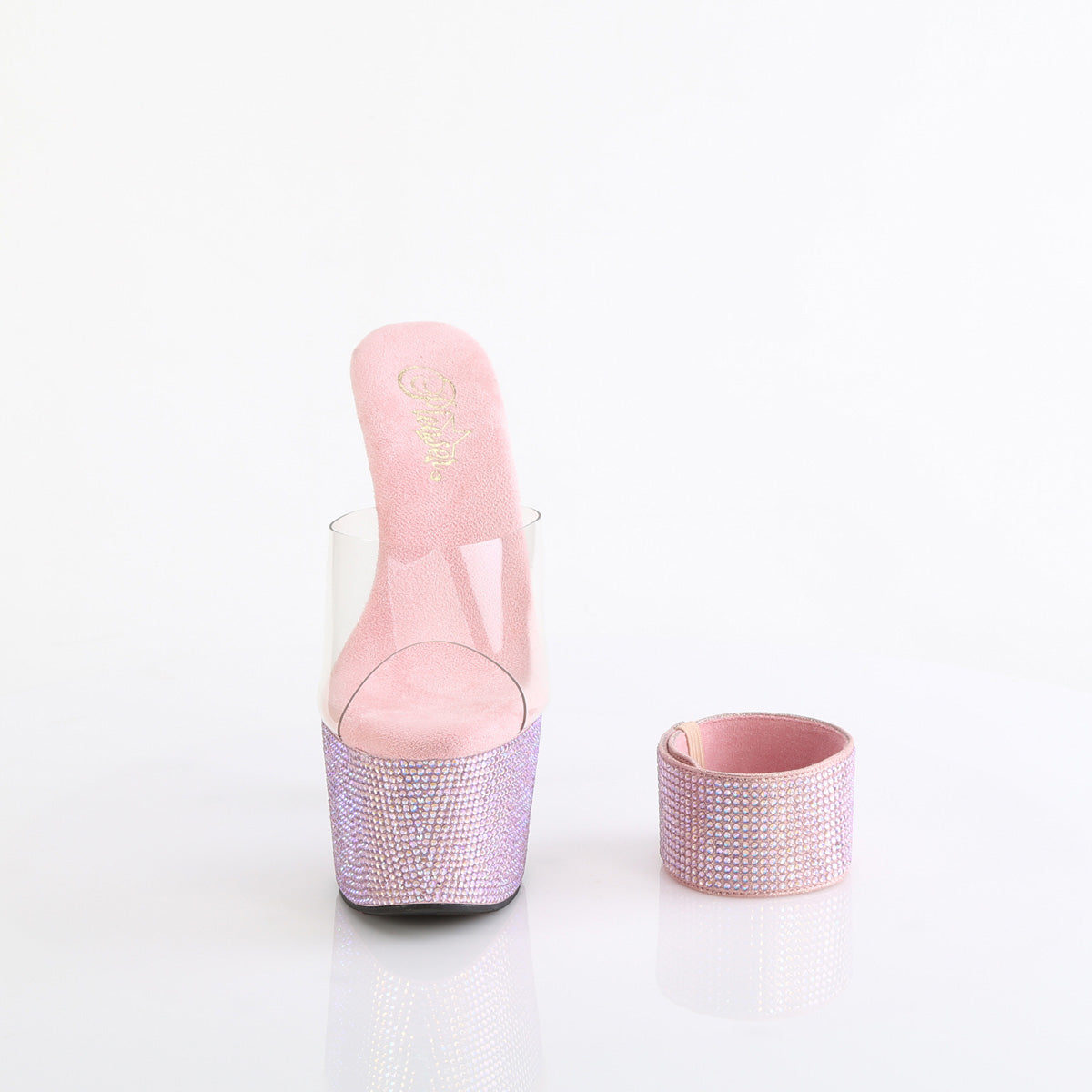 BEJEWELED-712RS Pleaser Baby Pink 7 Inch Gemstone Platform Heels
