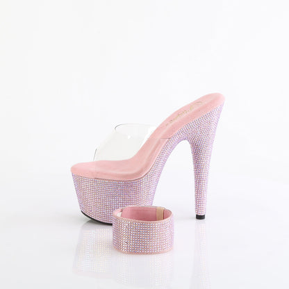 BEJEWELED-712RS Pleaser Baby Pink 7 Inch Gemstone Platform Heels