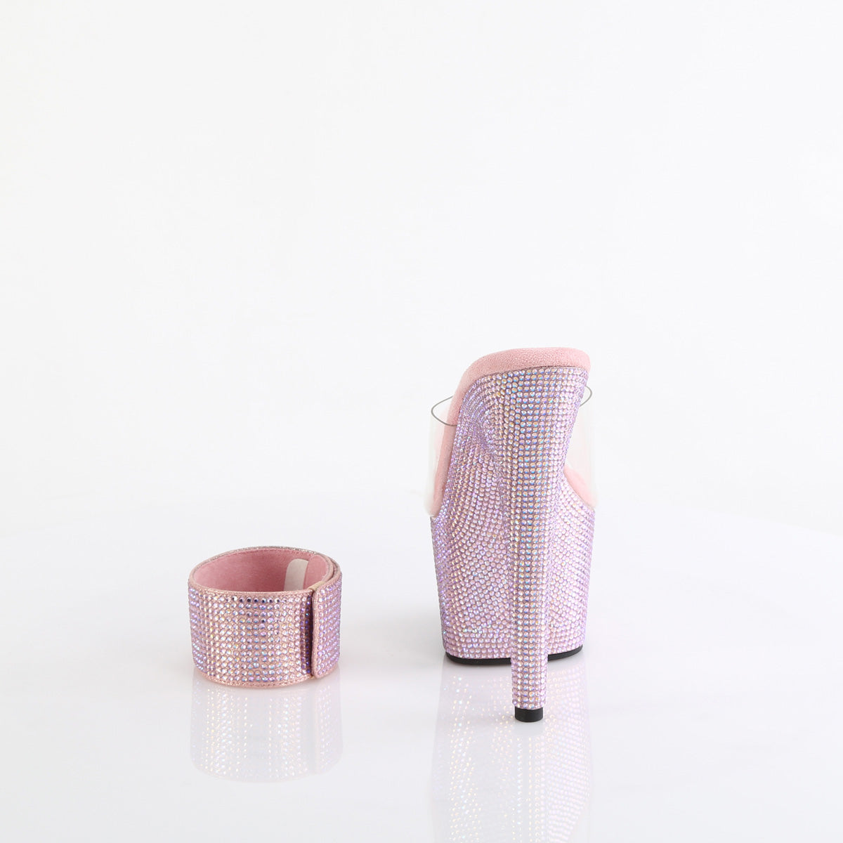 BEJEWELED-712RS Pleaser Baby Pink 7 Inch Gemstone Platform Heels