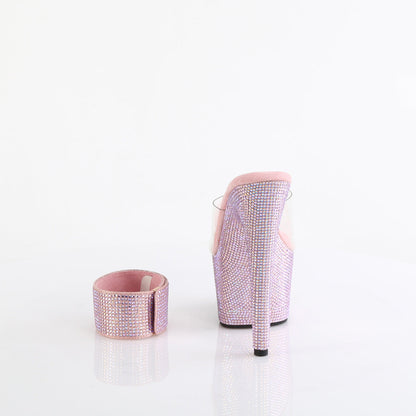 BEJEWELED-712RS Pleaser Baby Pink 7 Inch Gemstone Platform Heels