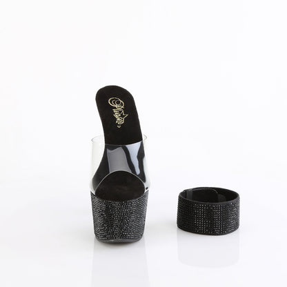 BEJEWELED-712RS Pleaser Clear Black 7 Inch Bling Platform Heels