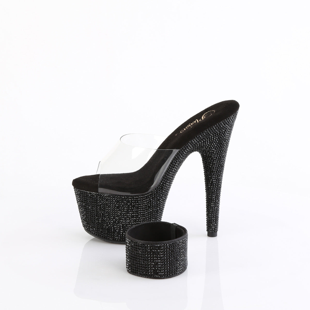 BEJEWELED-712RS Pleaser Clear Black 7 Inch Bling Platform Heels