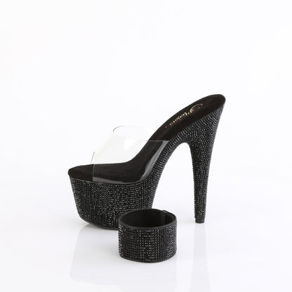 BEJEWELED-712RS Pleaser Clear Black 7 Inch Bling Platform Heels