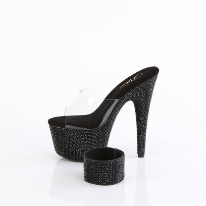 BEJEWELED-712RS Pleaser Clear Black 7 Inch Bling Platform Heels