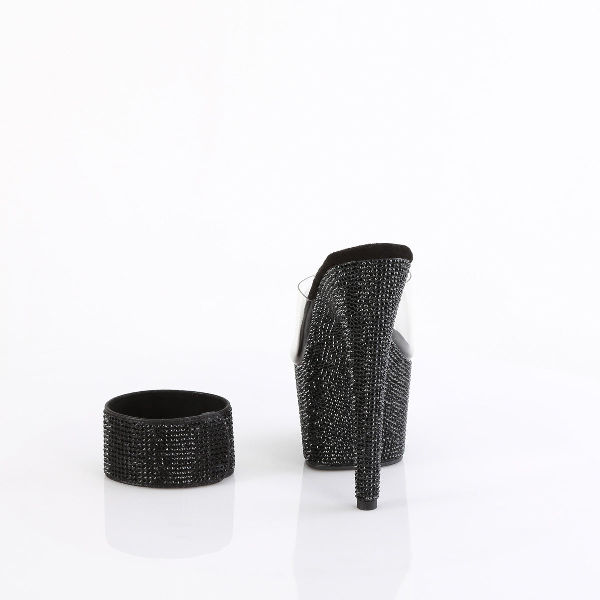 BEJEWELED-712RS Pleaser Clear Black 7 Inch Bling Platform Heels