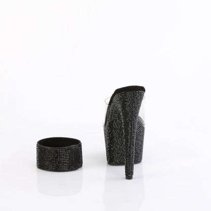 BEJEWELED-712RS Pleaser Clear Black 7 Inch Bling Platform Heels