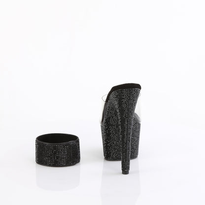 BEJEWELED-712RS Pleaser Clear Black 7 Inch Bling Platform Heels