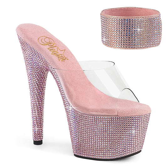 BEJEWELED-712RS Pleaser Baby Pink 7 Inch Gemstone Platform Heels Clr B. Pink Multi RS