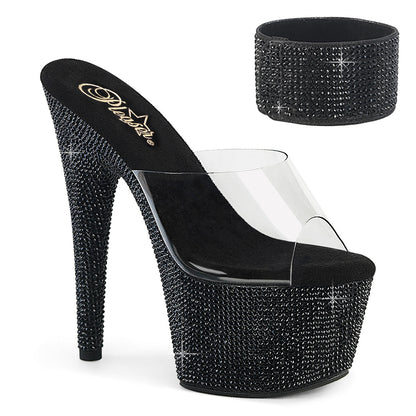 BEJEWELED-712RS Pleaser Clear Black 7 Inch Bling Platform Heels Clr Blk RS