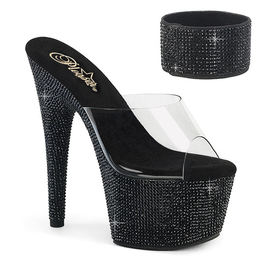 BEJEWELED-712RS Pleaser Clear Black 7 Inch Bling Platform Heels Clr Blk RS