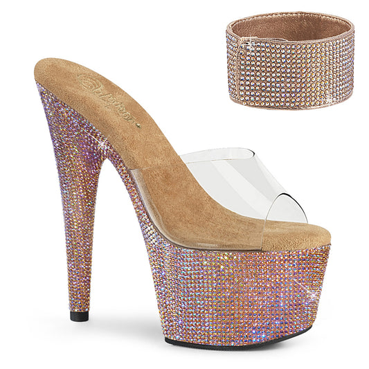 BEJEWELED-712RS Pleaser Rose Gold 7 Inch Studded Platform Heels