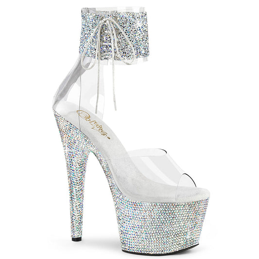 BEJEWELED-724RS-02 Pleaser Clear 7 Inch Bling Strippers Platform Heels Clr-Slv Multi RS Slv AB RS