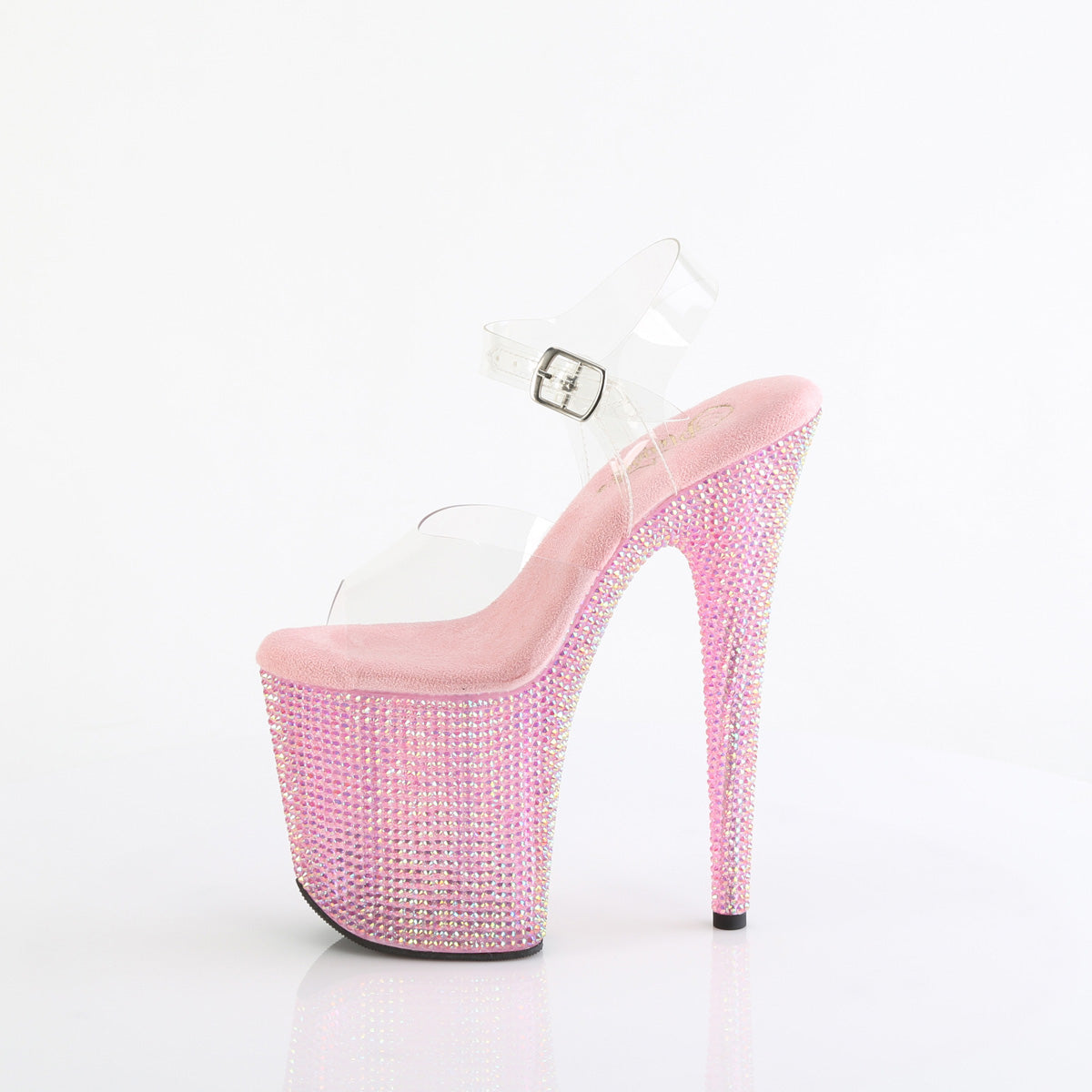 BEJEWELED-808RRS Pleaser Baby Pink 8 Inch Luxe Crystal Platform Heels