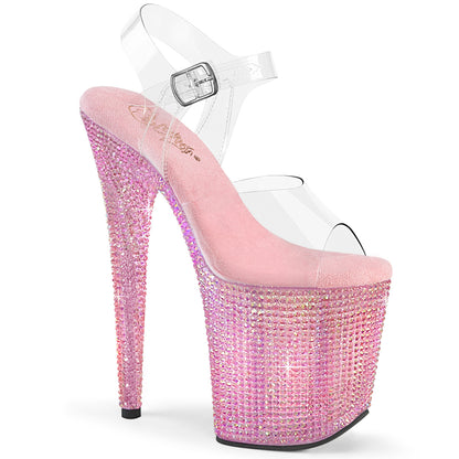 BEJEWELED-808RRS Pleaser Baby Pink 8 Inch Luxe Crystal Platform Heels