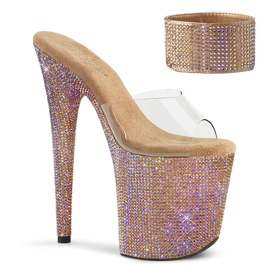 BEJEWELED-812RS Pleaser Rose Gold 8 Inch Sparkle Finish Platform Heels