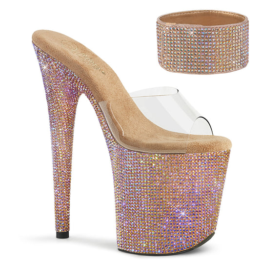 BEJEWELED-812RS Pleaser Rose Gold 8 Inch Sparkle Finish Platform Heels