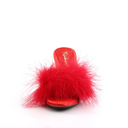 BELLE-301F Fabulicious 3 Inch Heel Red Fur Sexy Shoes