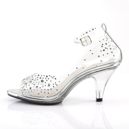 Fabulicious BELLE-330RS Clear Rhinestone Open Toe Platform Sandals - 3 Inch Heels