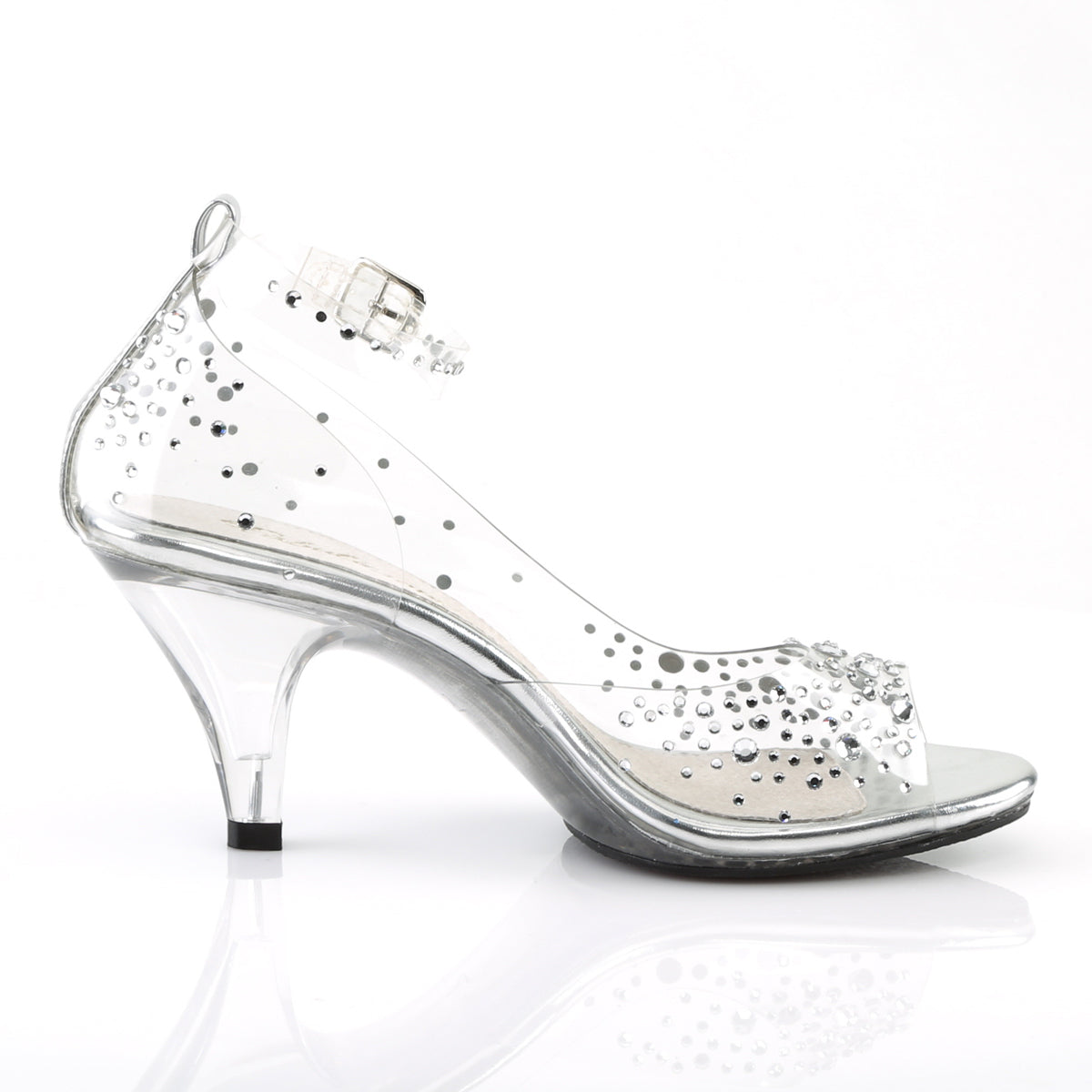 BELLE-330RS Fabulicious Clear 3 Inch Posing Shoes