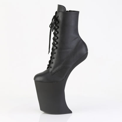 Pleaser BEWITCHED-1020 Black / Black Matte Lace-Up Platform Ankle Boots - 9 Inch Heels