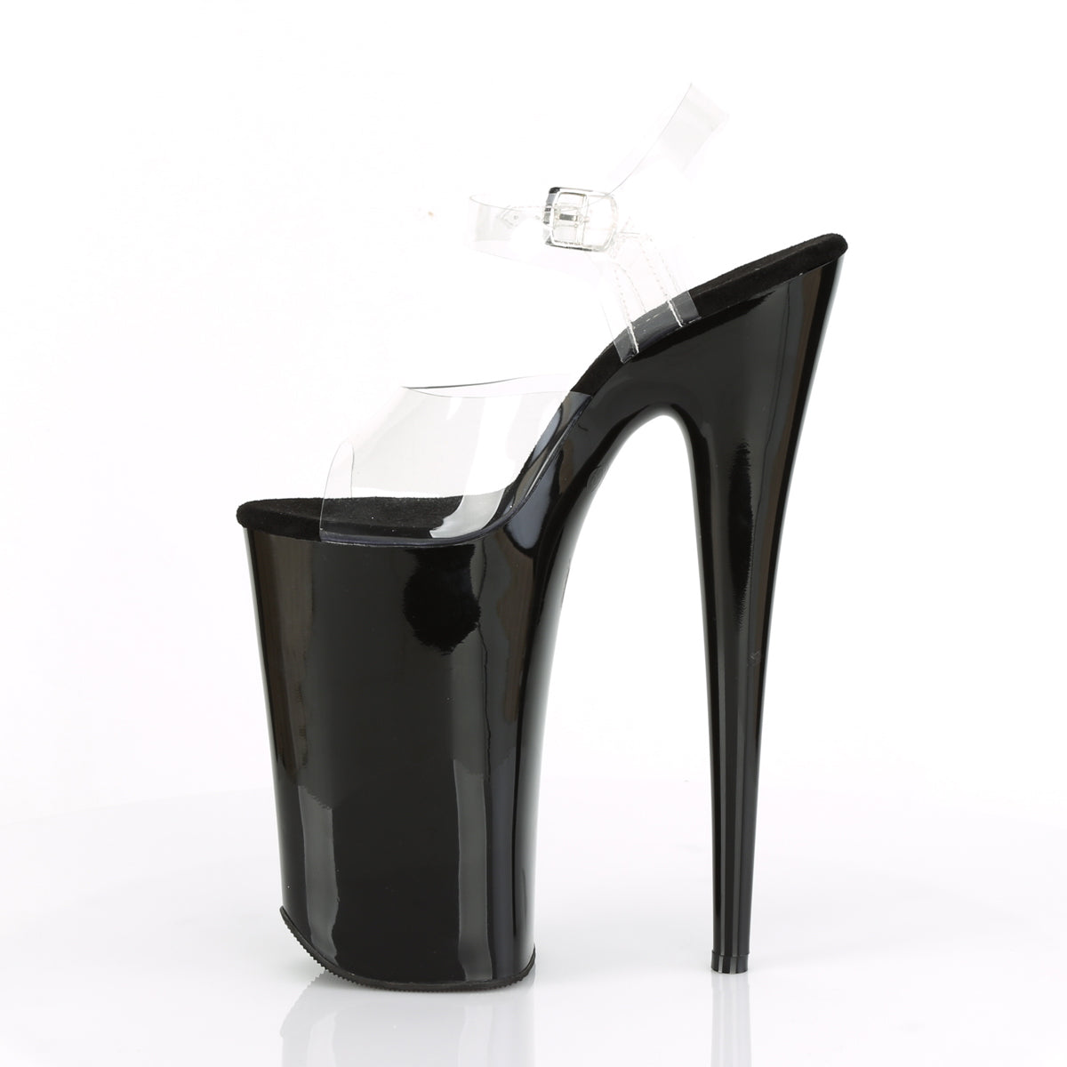 BEYOND-008 Sexy 10" Heel Clear & Black Pole Dancer Platforms-Pleaser- Sexy Shoes Pole Dance Heels
