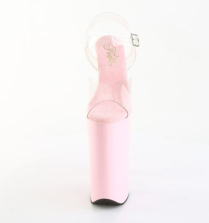 Pleaser BEYOND-008 Clear / Black Platform Sandals - 10 Inch Heels