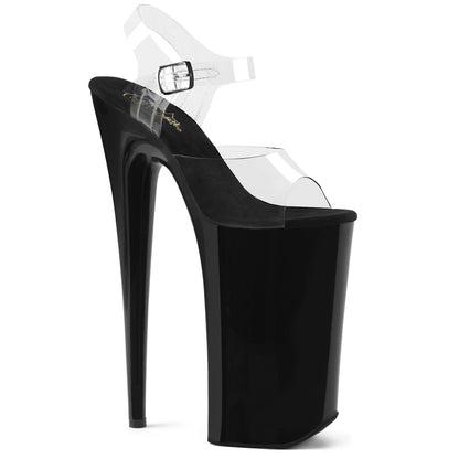 BEYOND-008 Sexy 10" Heel Clear & Black Pole Dancer Platform Shoes