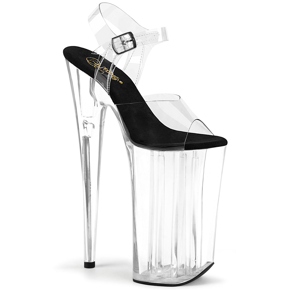 BEYOND-008 Pleaser Clear 10 Inch Extreme High Heels Platform Shoes Clear-Black Clear