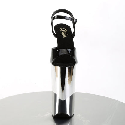 beyond 009 pleaser sexy shoes 10 inch heel 6 1 4 inch silver chrome platforms ankle strap sandals