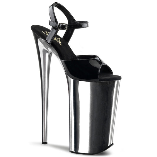 BEYOND-009 Pleaser Black Silver 10 Inch Very Tall Platform Shoes