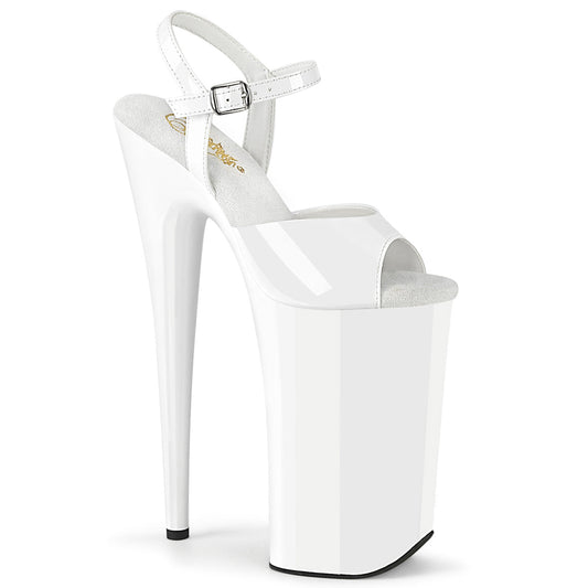 BEYOND-009 Pleaser White 10 Inch Sky High Platform Shoes Wht Pat Wht
