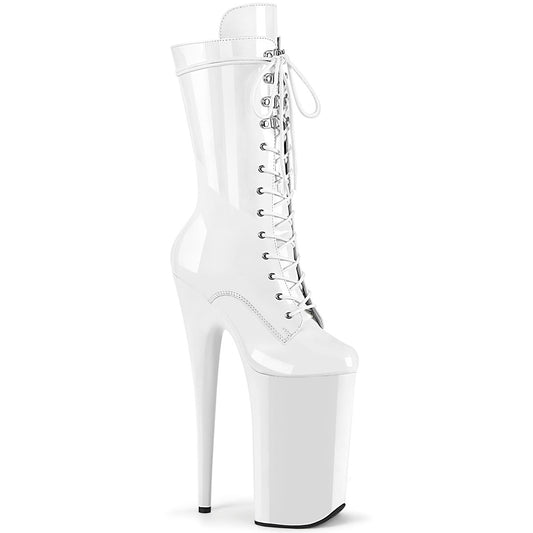 BEYOND-1050 Pleaser Wht Pat/Wht Platforms Ankle Boots (Exotic Dancing)