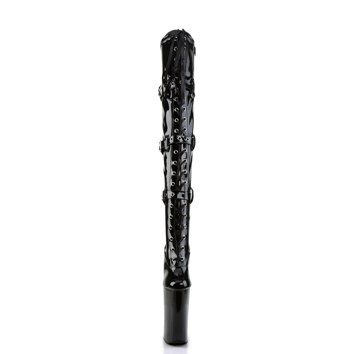 BEYOND-3028 Pleaser Black Patent 10 Inch Sky High Thigh Boots