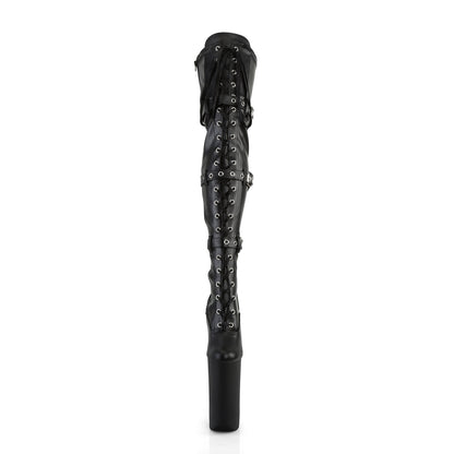 BEYOND-3028 Pleaser Black Faux Leather 10 Inch Killer Heel Thigh Boots