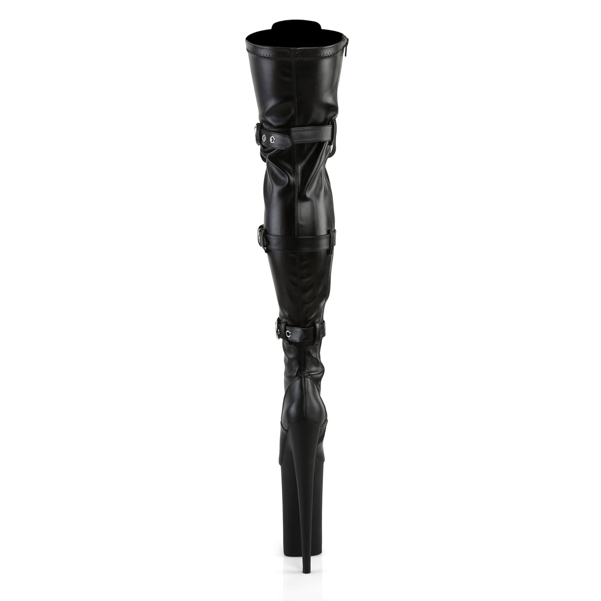BEYOND-3028 Pleaser Black Faux Leather 10 Inch Killer Heel Thigh Boots