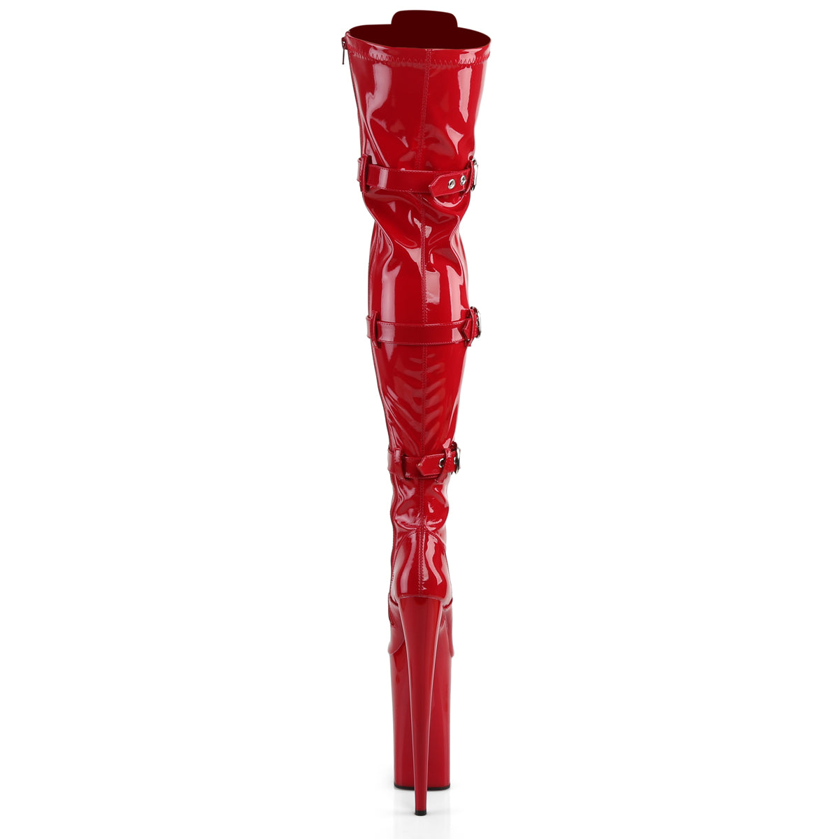 Pleaser BEYOND-3028 Red Lace-Up Platform Thigh High Boots - 10 Inch Heels