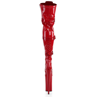 Pleaser BEYOND-3028 Red Lace-Up Platform Thigh High Boots - 10 Inch Heels