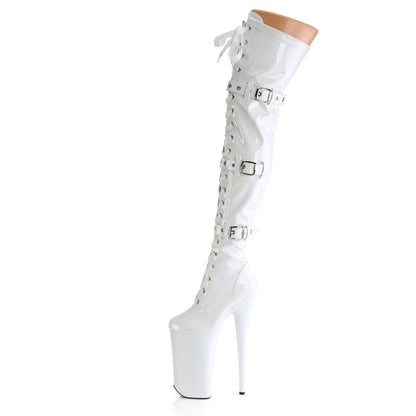 BEYOND-3028 Pleaser Sexy Footwear White Thigh High Boots