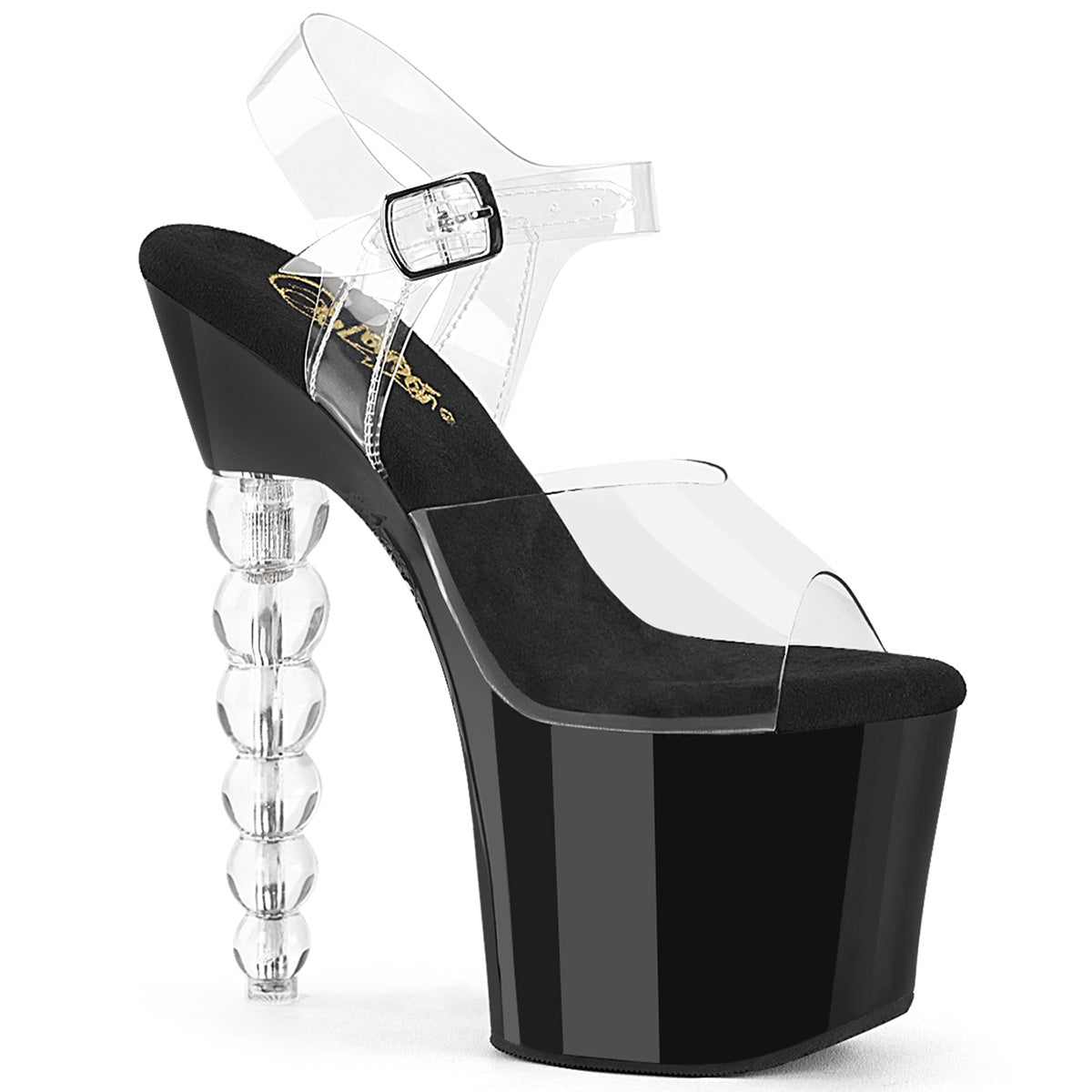 BLISS-708 Pleaser Clear Black 7 Inch Exotic Dancer Platform Shoes Clr Blk-Clr