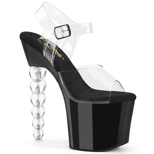 BLISS-708 Pleaser Clear Black 7 Inch Exotic Dancer Platform Shoes Clr Blk-Clr