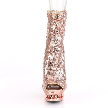 BLONDIE-R-1008 Pleaser Rose Gold 6 Inch Pole Dancer Ankle Boots