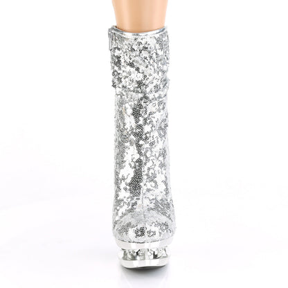 BLONDIE-R-1009 Sexy 6" Silver Sequins Pole Dancer Platform Ankle Boots