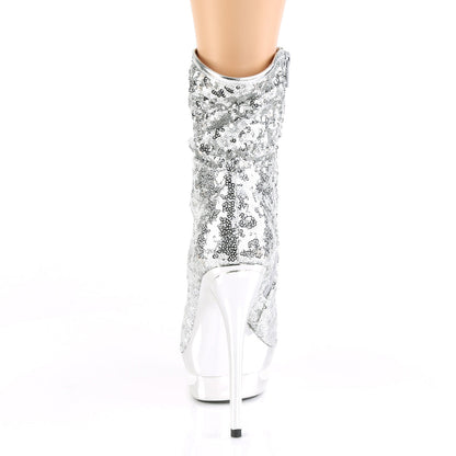 BLONDIE-R-1009 Sexy 6" Silver Sequins Pole Dancer Platform Ankle Boots