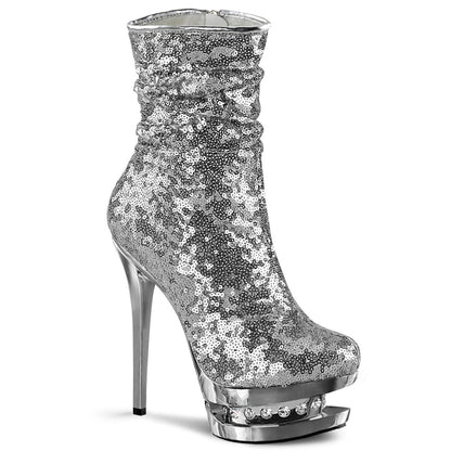 BLONDIE-R-1009 Sexy 6" Silver Sequins Pole Dancer Platform Ankle Boots
