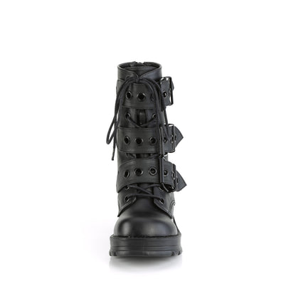 Demonia BRATTY-118 Black Lace-Up Platform Ankle Boots - 2 3/4 Inch Heels