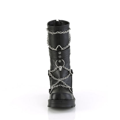 Demonia BRATTY-120 Black Platform Mid Calf Boots - 2 3/4 Inch Heels
