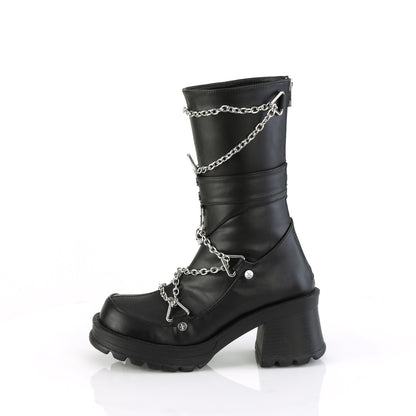 Demonia BRATTY-120 Black Platform Mid Calf Boots - 2 3/4 Inch Heels