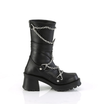Demonia BRATTY-120 Black Platform Mid Calf Boots - 2 3/4 Inch Heels