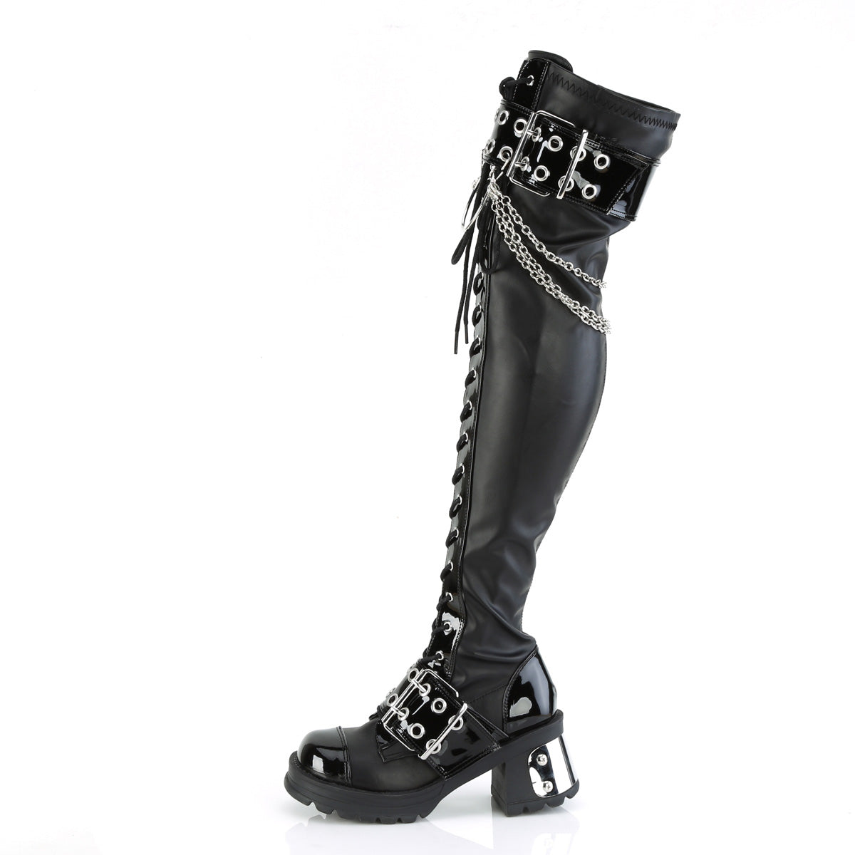 BRATTY-304 Demonia Cult Black Vegan 2.8 Inch Alternative Women's Over-the-Knee Boots