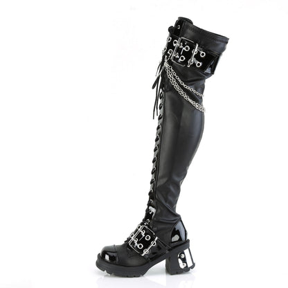 BRATTY-304 Demonia Cult Black Vegan 2.8 Inch Alternative Women's Over-the-Knee Boots